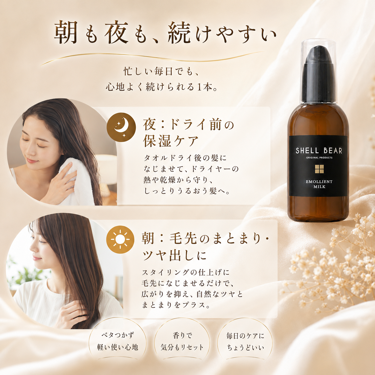 SHELL BEAR エモリエントミルク 朝も夜も続けやすい